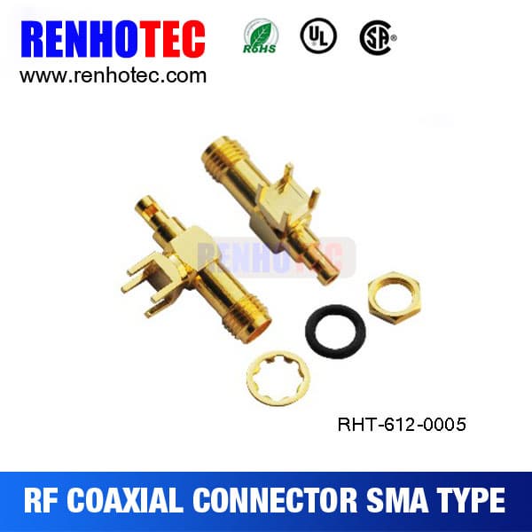SMA R_A Female to PCB Crimp RF Coaxial Connectors